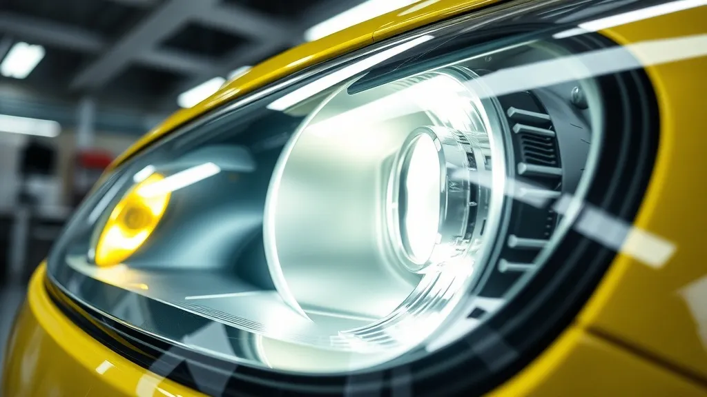 Close up of a professional car headlight restoration process