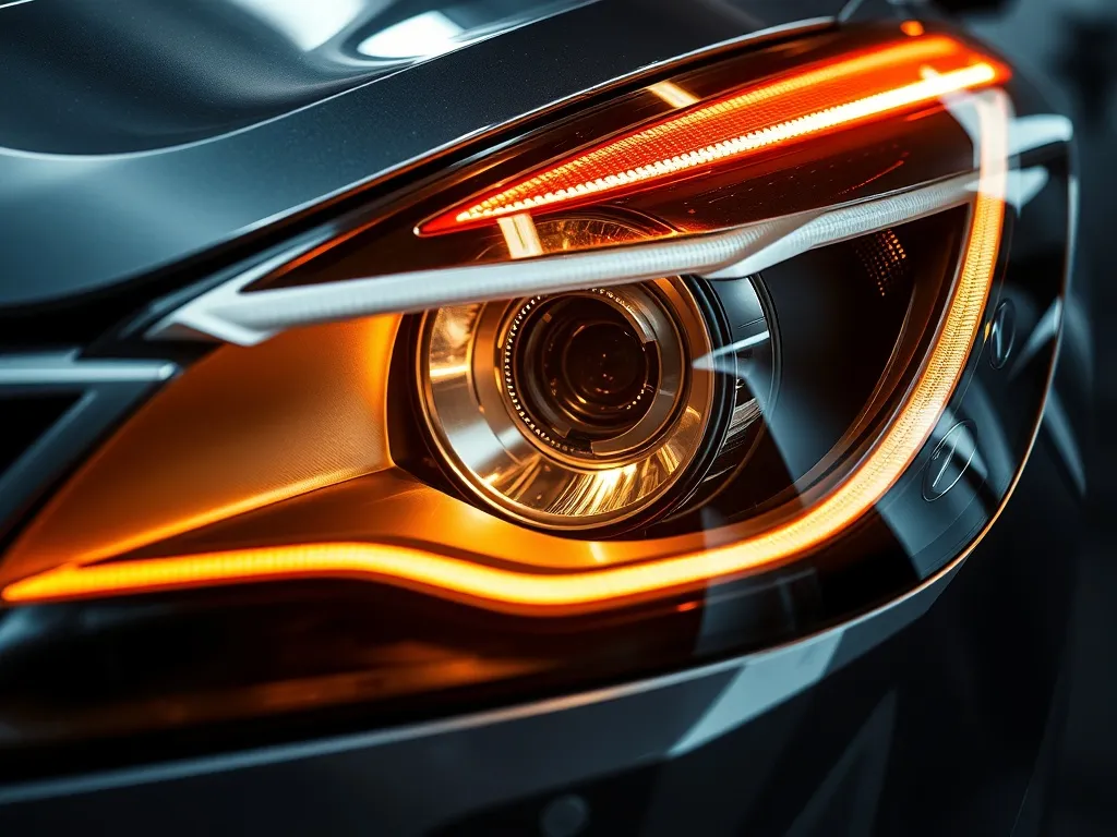Close up of a high-tech car headlight restoration process, f