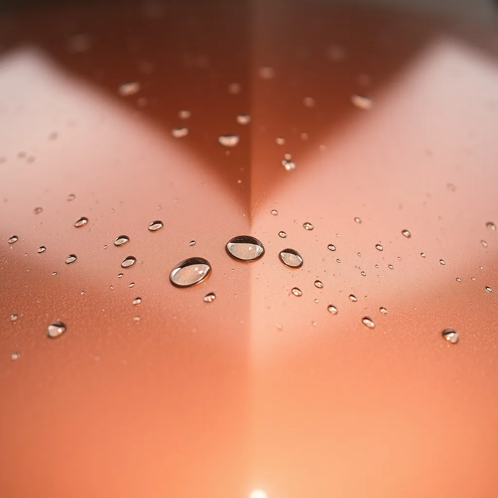Close up of a luxury car hood with water droplets bead up pe